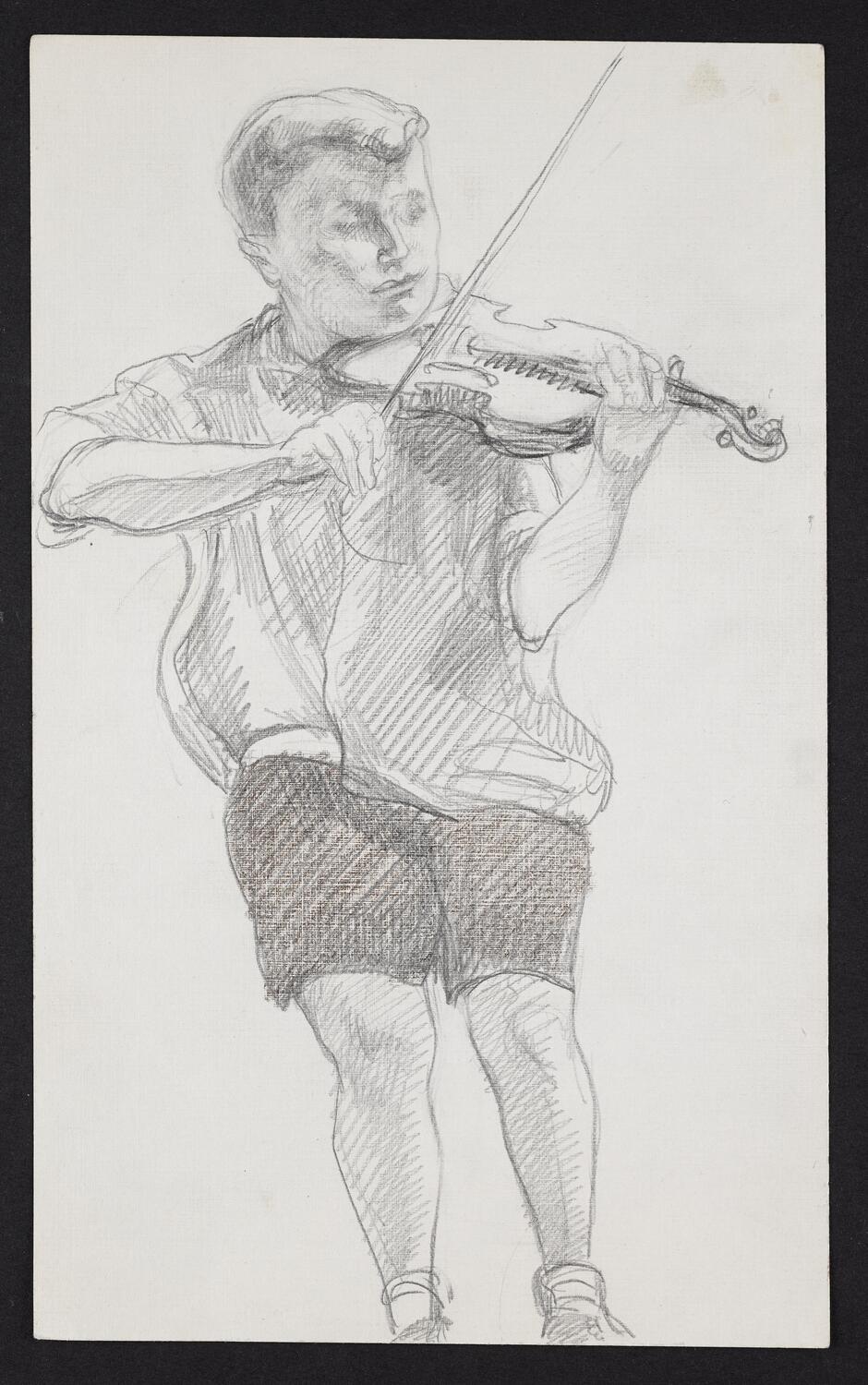 Sketch of Yehudi Menuhin playing the violin