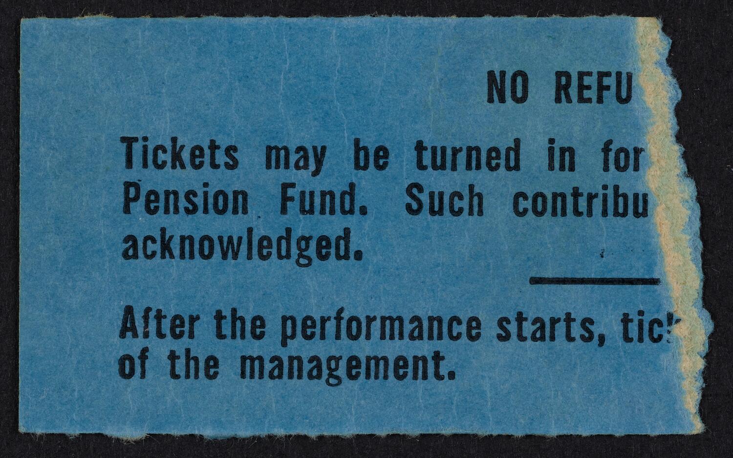 Ticket for New York Philharmonic, April 8, 1962 (back)