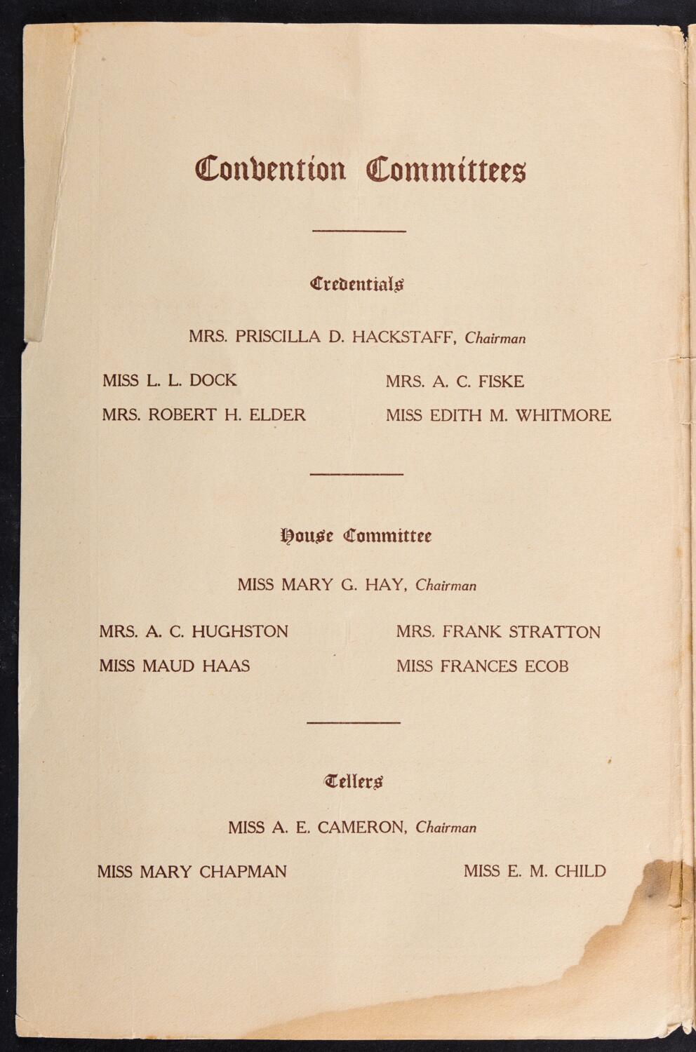 Woman Suffrage Party Convention, October 28, 1910, souvenir program page 2