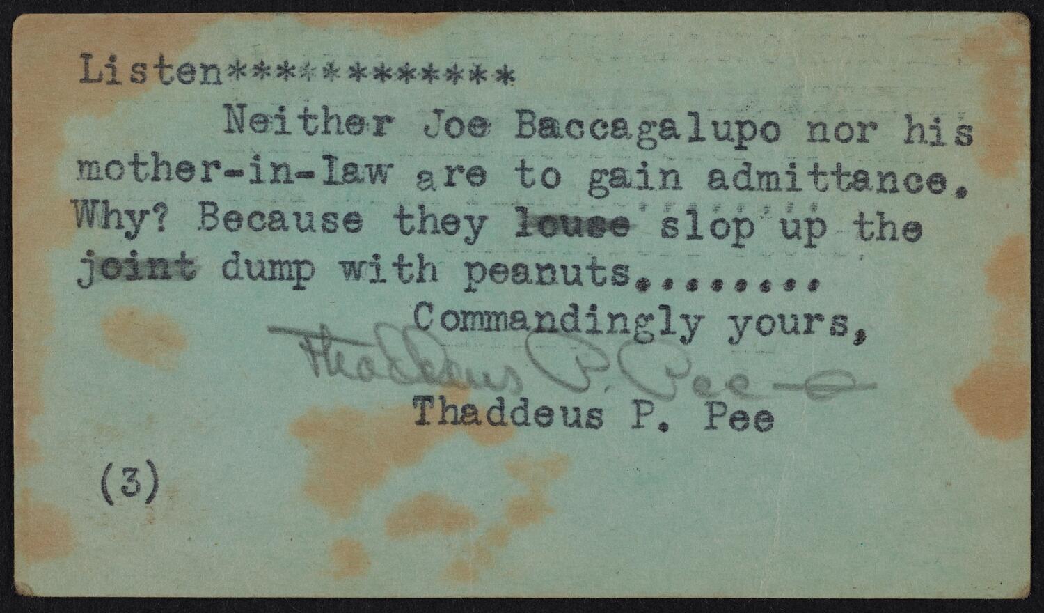 Ticket for Dewey-Warren Victory Concert and Rally, November 1, 1948 (back)