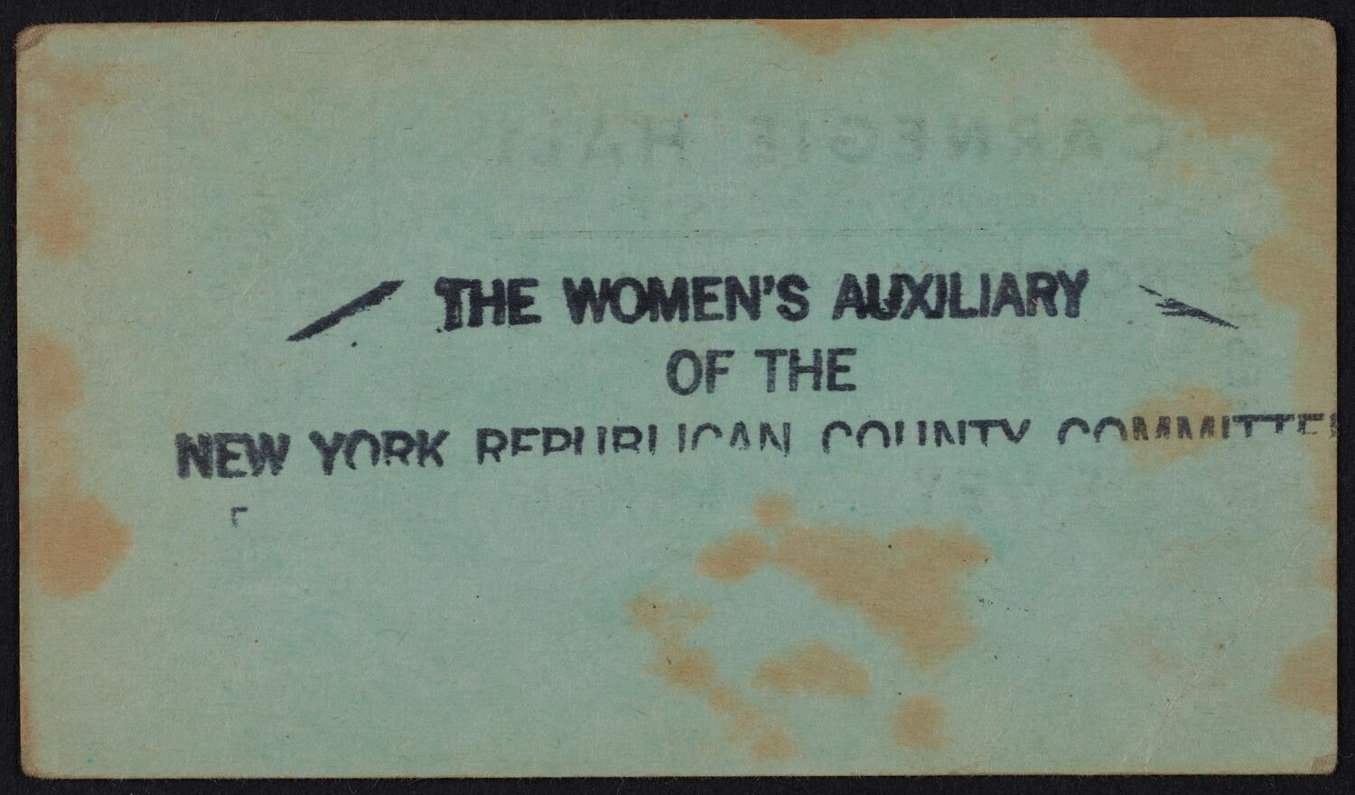 Ticket for Dewey-Warren Victory Concert and Rally, November 1, 1948 (back)
