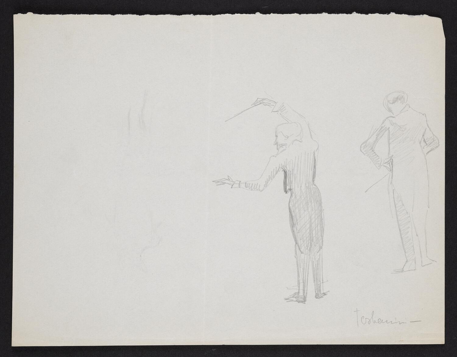 Sketch of Arturo Toscanini conducting with back to the viewer