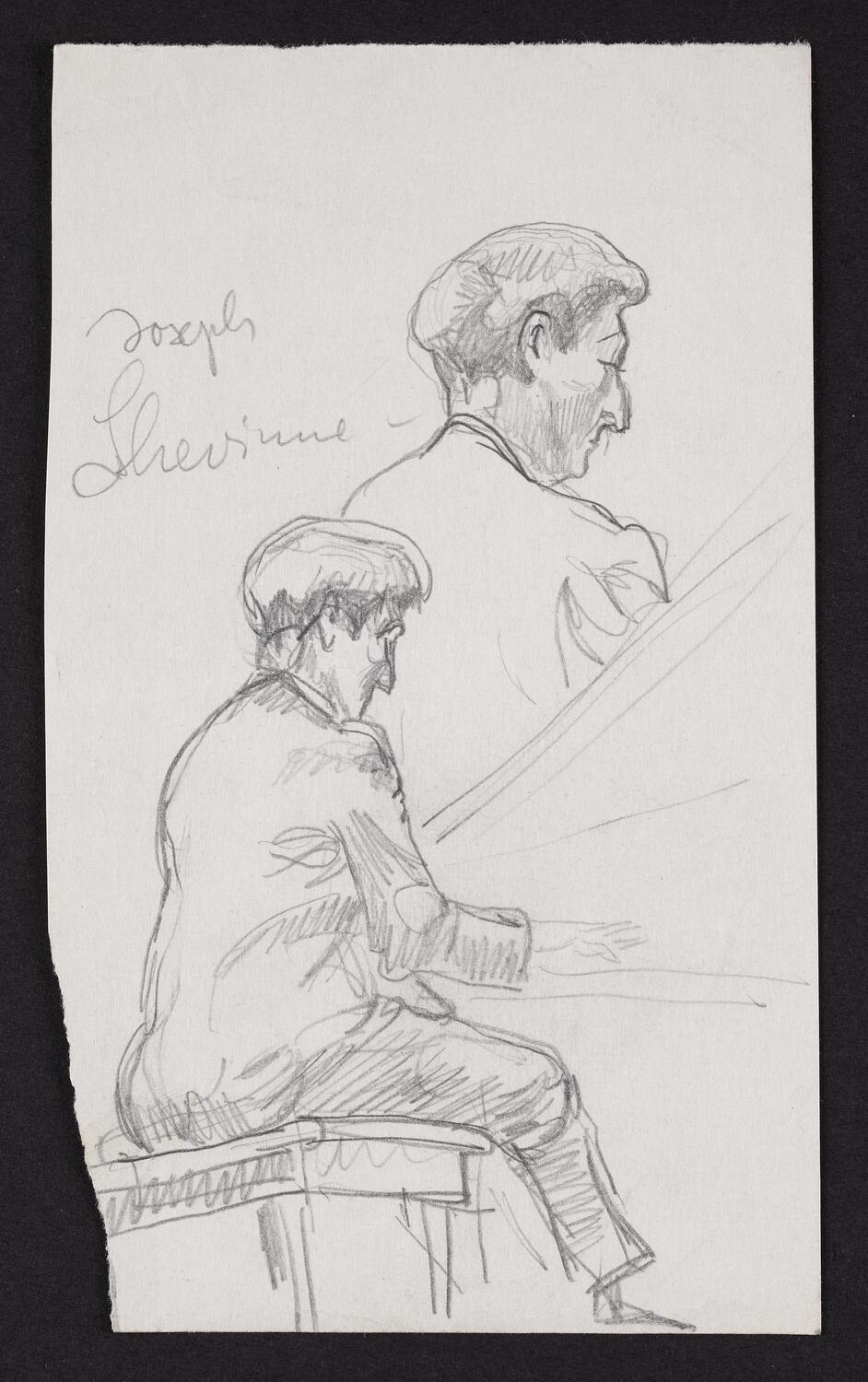 Sketches of Josef Lhévinne playing the piano