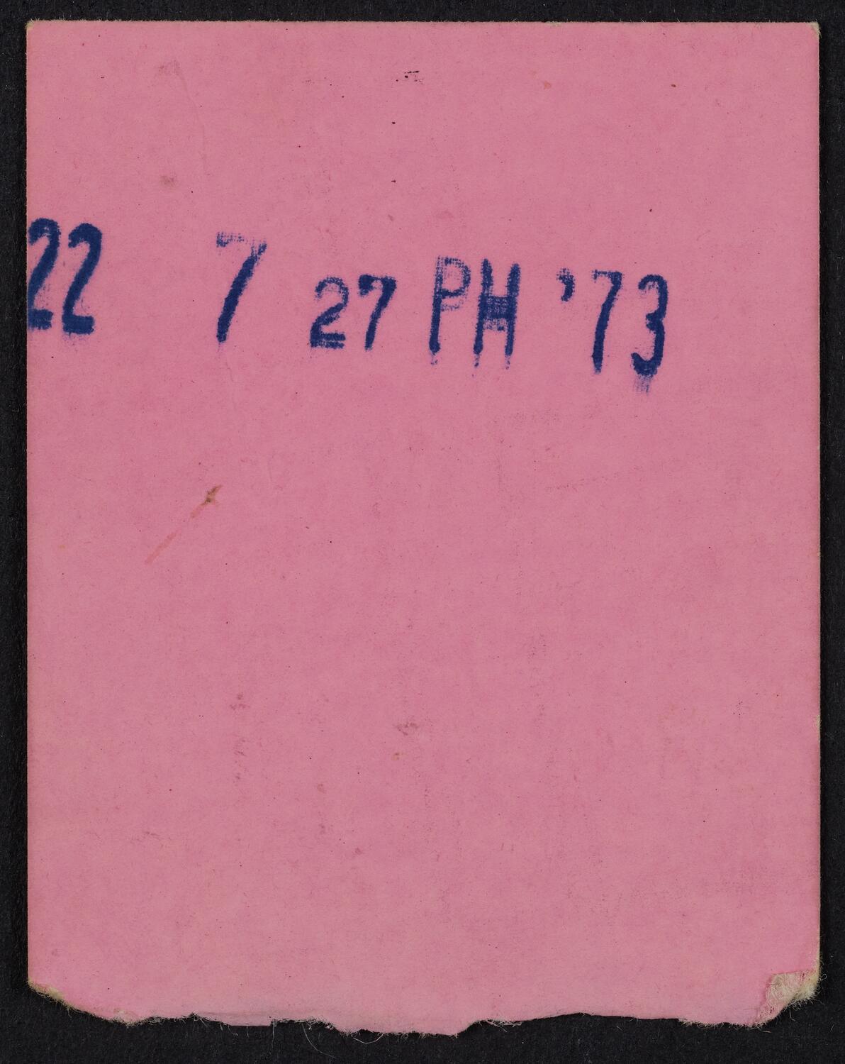 Ticket for Jean Shepherd, September 22, 1973 (back)