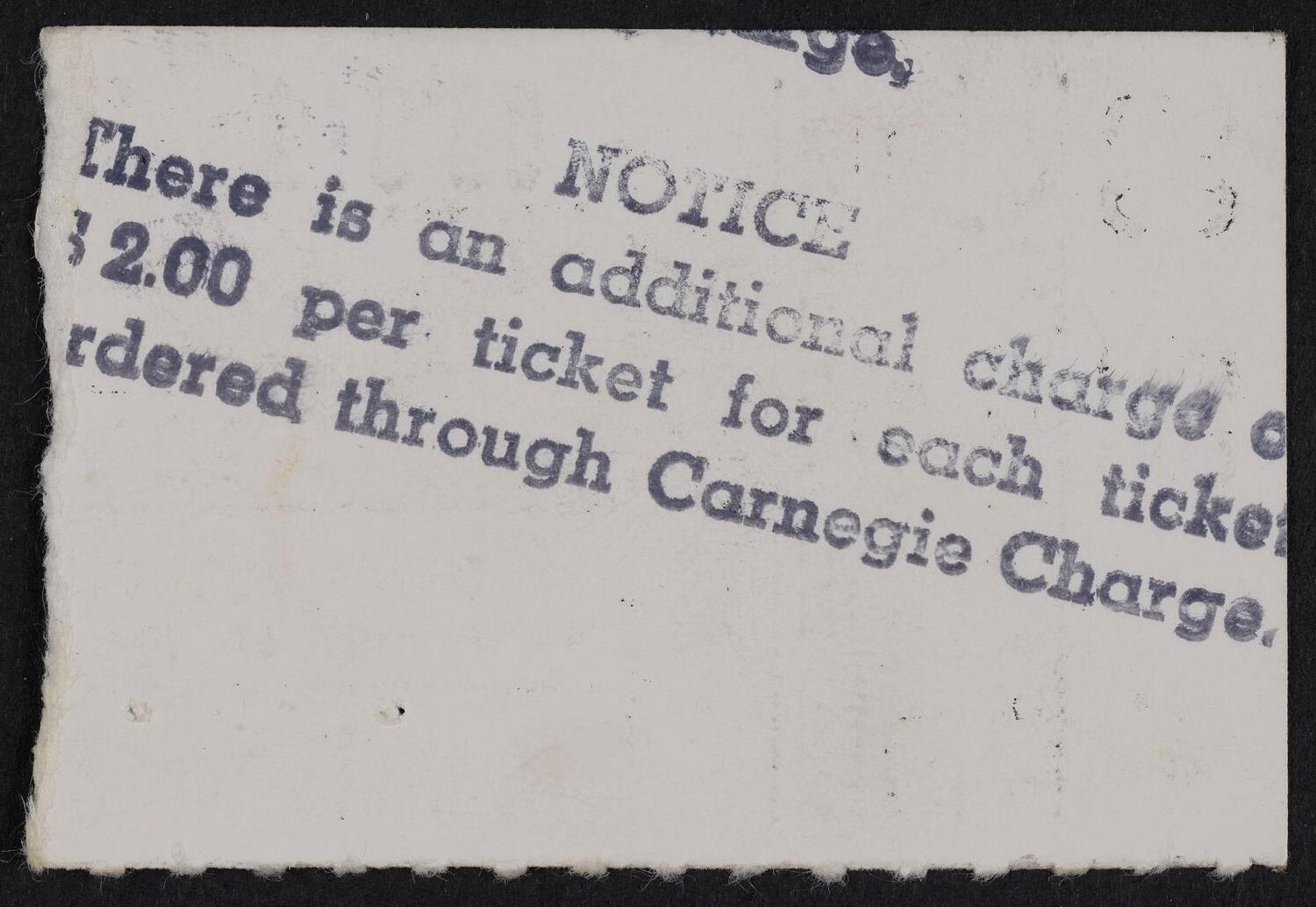 Ticket for Israel Philharmonic, May 26, 1982 (back)
