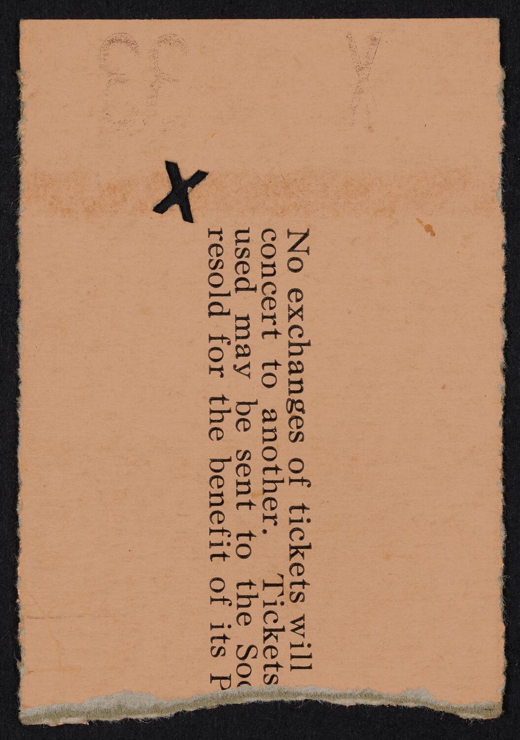 Ticket for Philharmonic-Symphony Society of New York, November 6, 1955 (back)