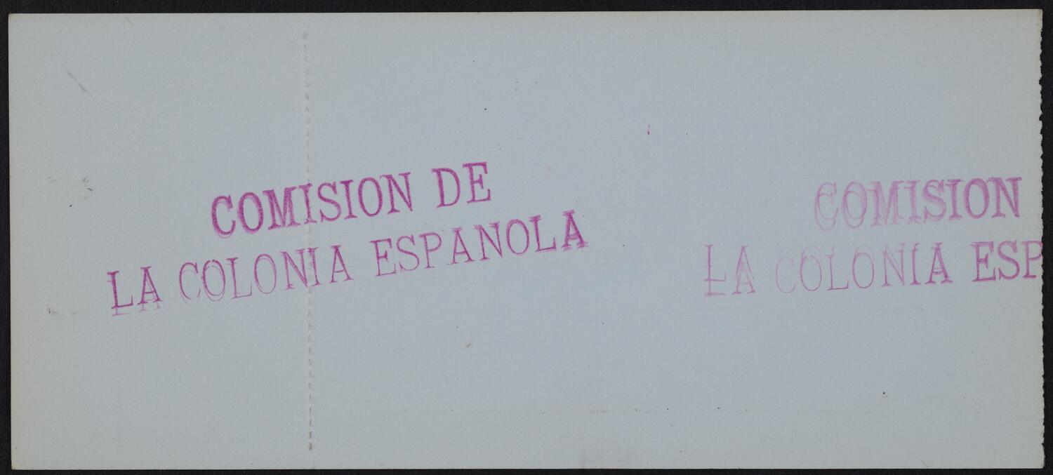 Ticket for Concert in Honor of the Infanta Eulalia of Spain and Don Antonio, May 29, 1893 (back)