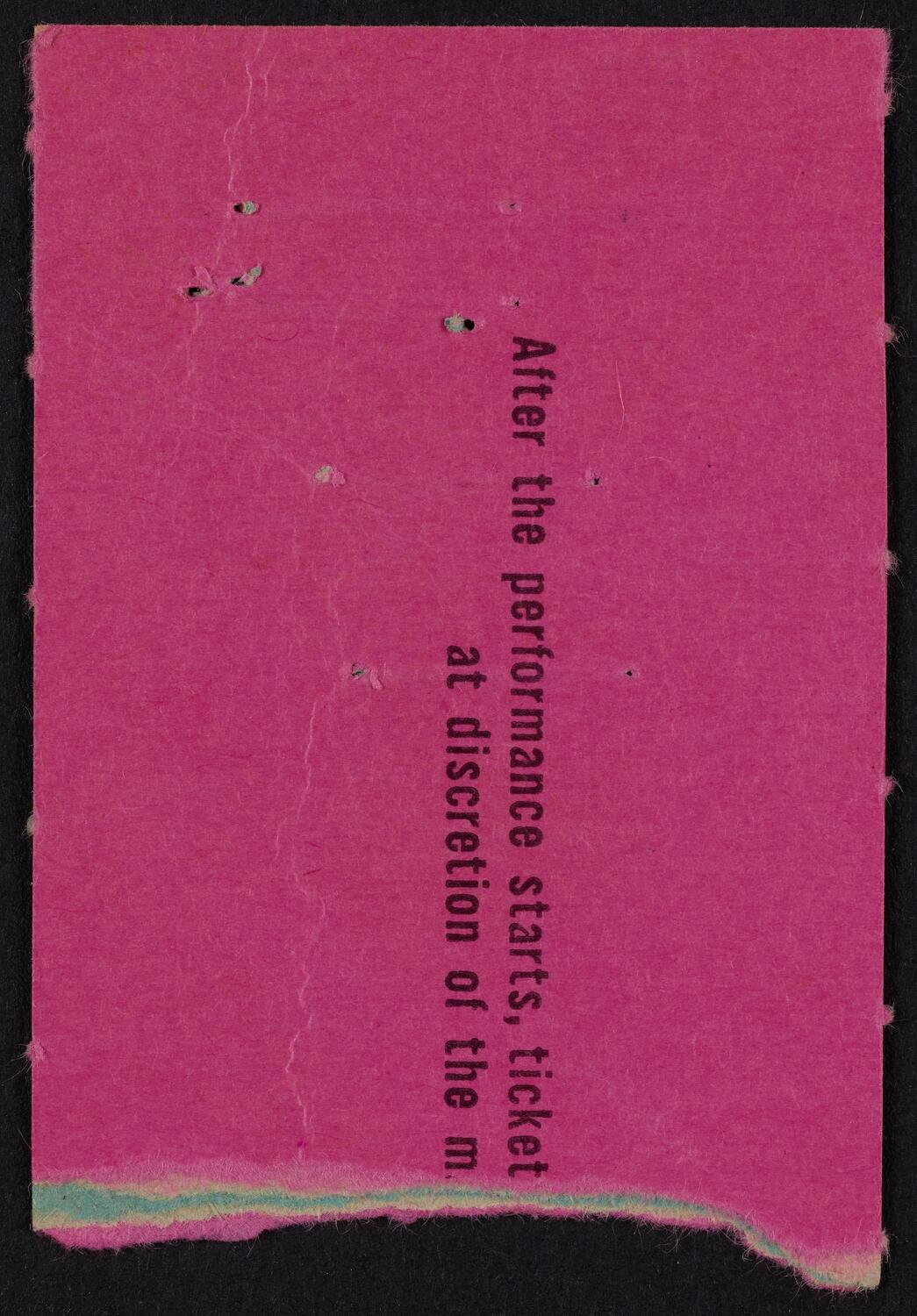 Ticket for New York Philharmonic, April 8, 1961 (back)