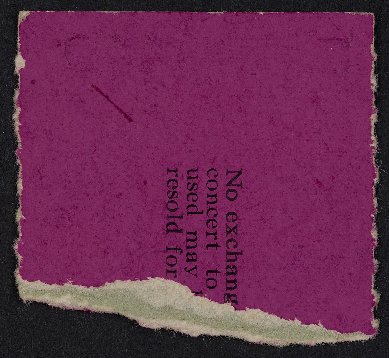 Ticket for New York Philharmonic, February 13, 1955 (back)