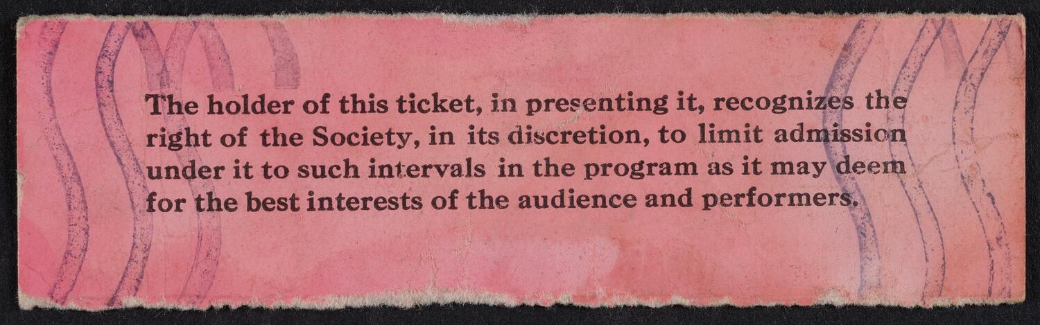 Ticket for the Philharmonic-Symphony Society of New York, November 14, 1935 (back)
