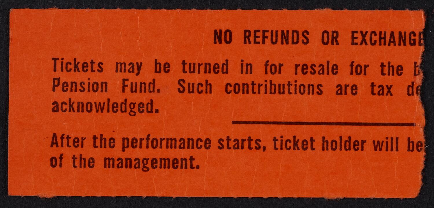 Ticket for New York Philharmonic, November 23, 1961 (back)