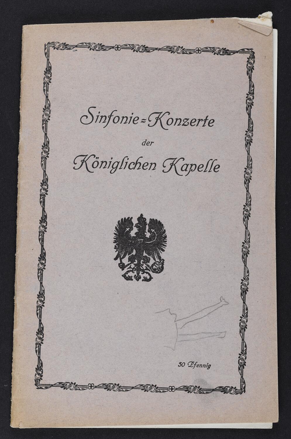 Sketches on concert program pages possibly of Richard Strauss with Königliches Kapelle