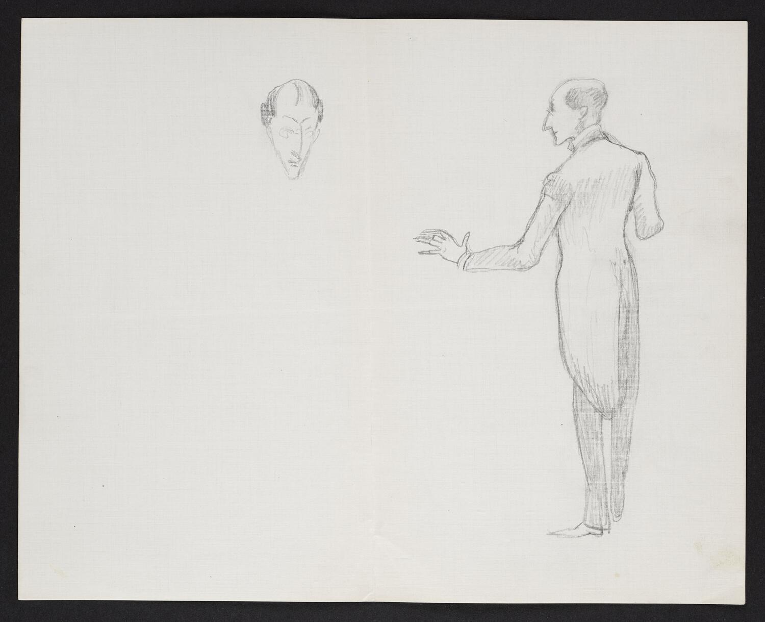 Sketch of Artur Bodanzky standing, in profile facing left