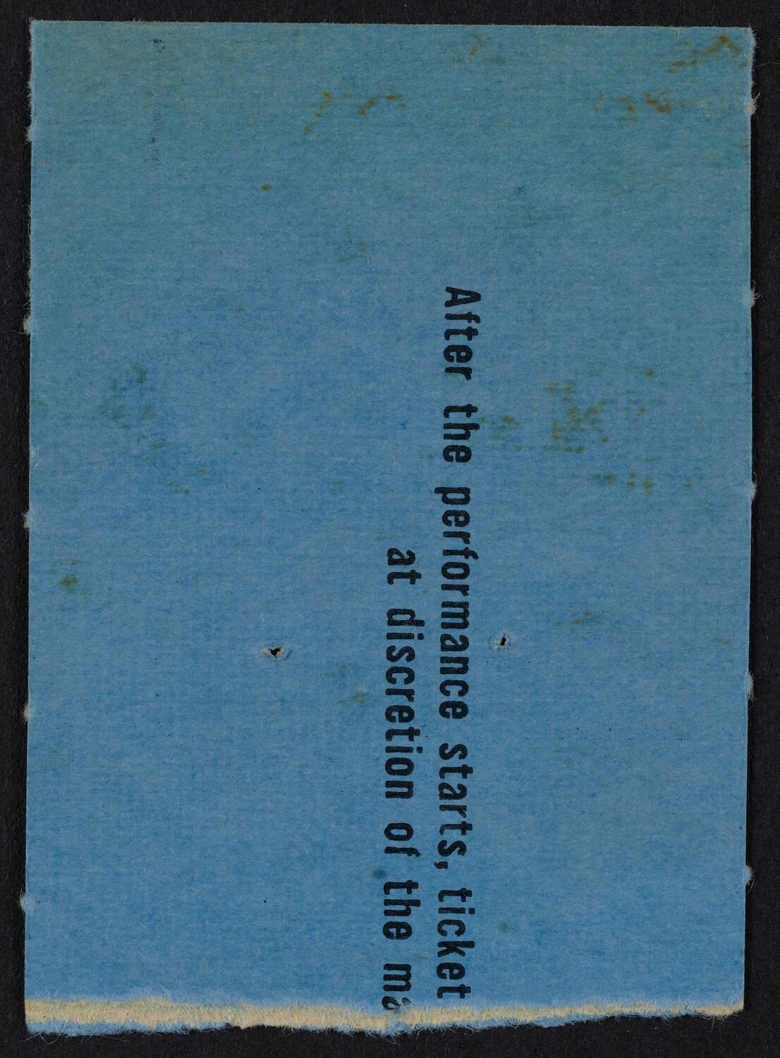 Ticket for New York Philharmonic: Dimitri Mitropoulos Memorial, April 1, 1961 (back)