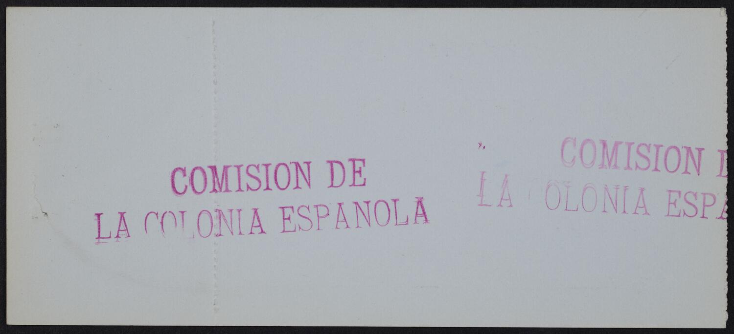 Ticket for Concert in Honor of the Infanta Eulalia of Spain and Don Antonio, May 29, 1893 (back)