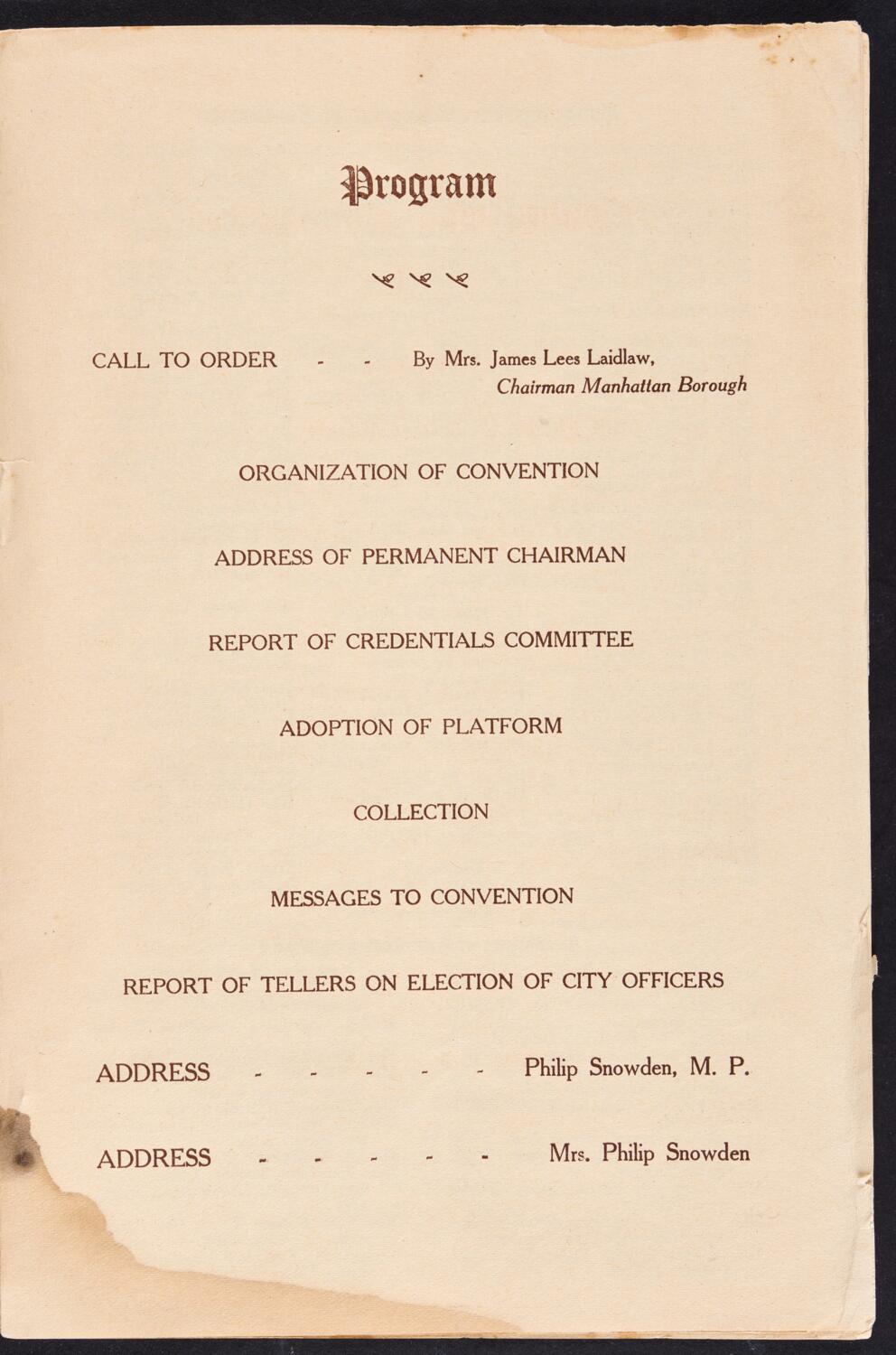 Woman Suffrage Party Convention, October 28, 1910, souvenir program page 3