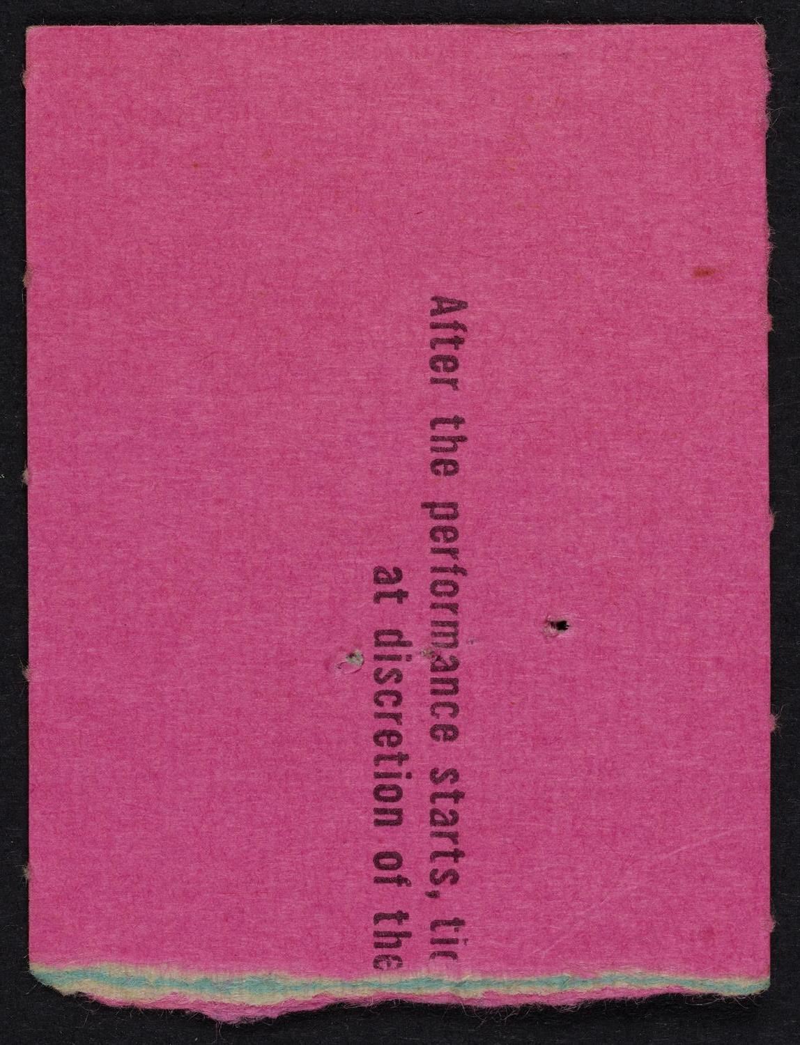Ticket for New York Philharmonic, March 18, 1961 (back)