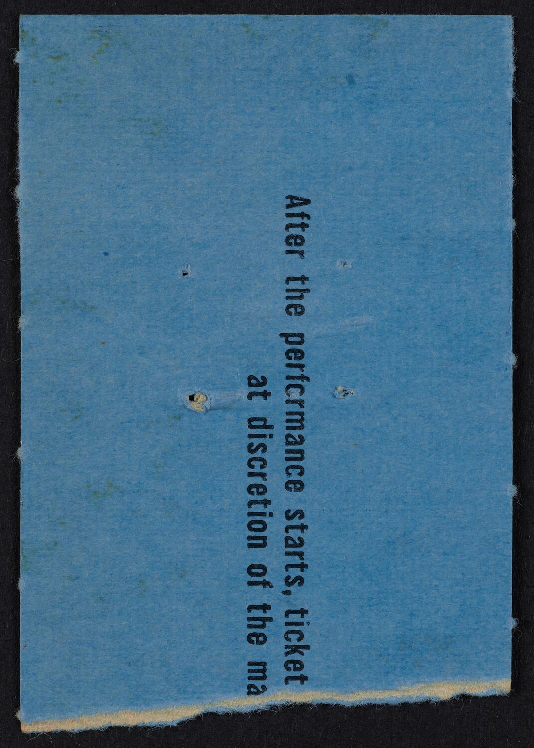Ticket for New York Philharmonic, February 11, 1961 (back)