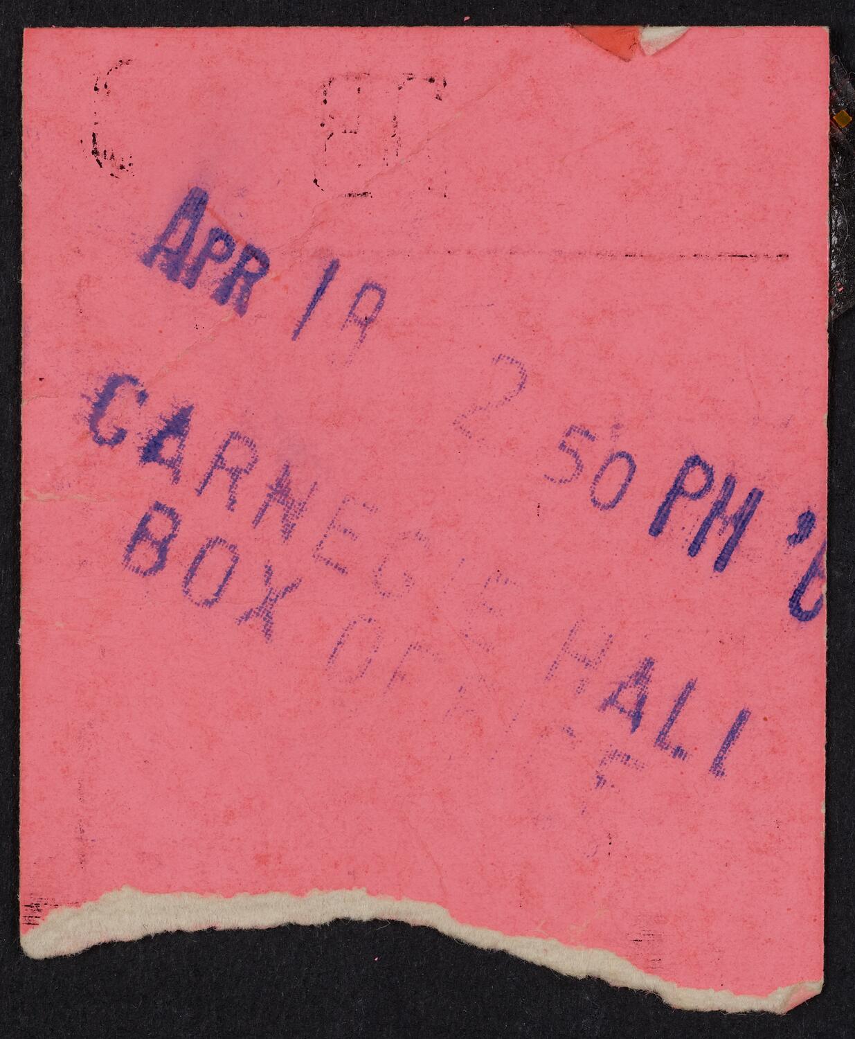 Ticket for Dave Clark Five, May 29, 1964 (back)