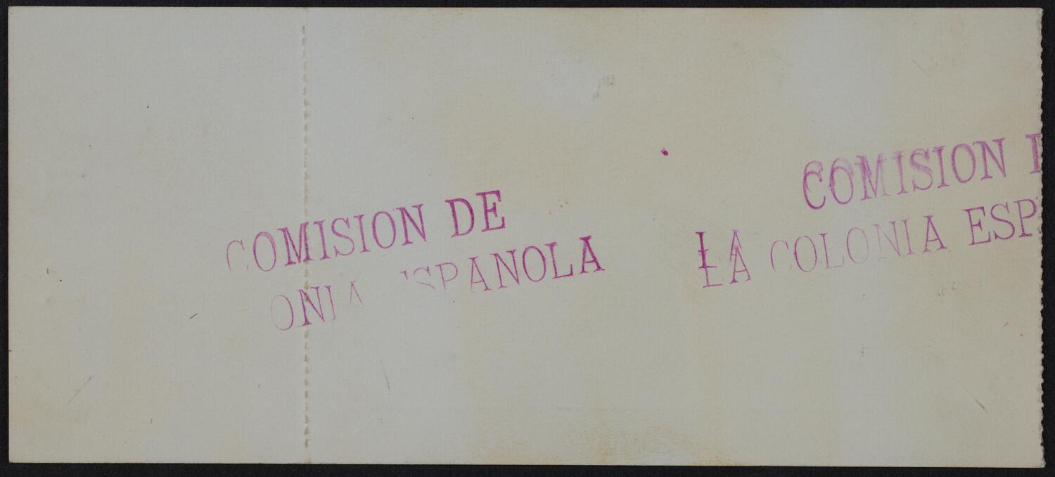 Ticket for Concert in Honor of the Infanta Eulalia of Spain and Don Antonio, May 29, 1893 (back)
