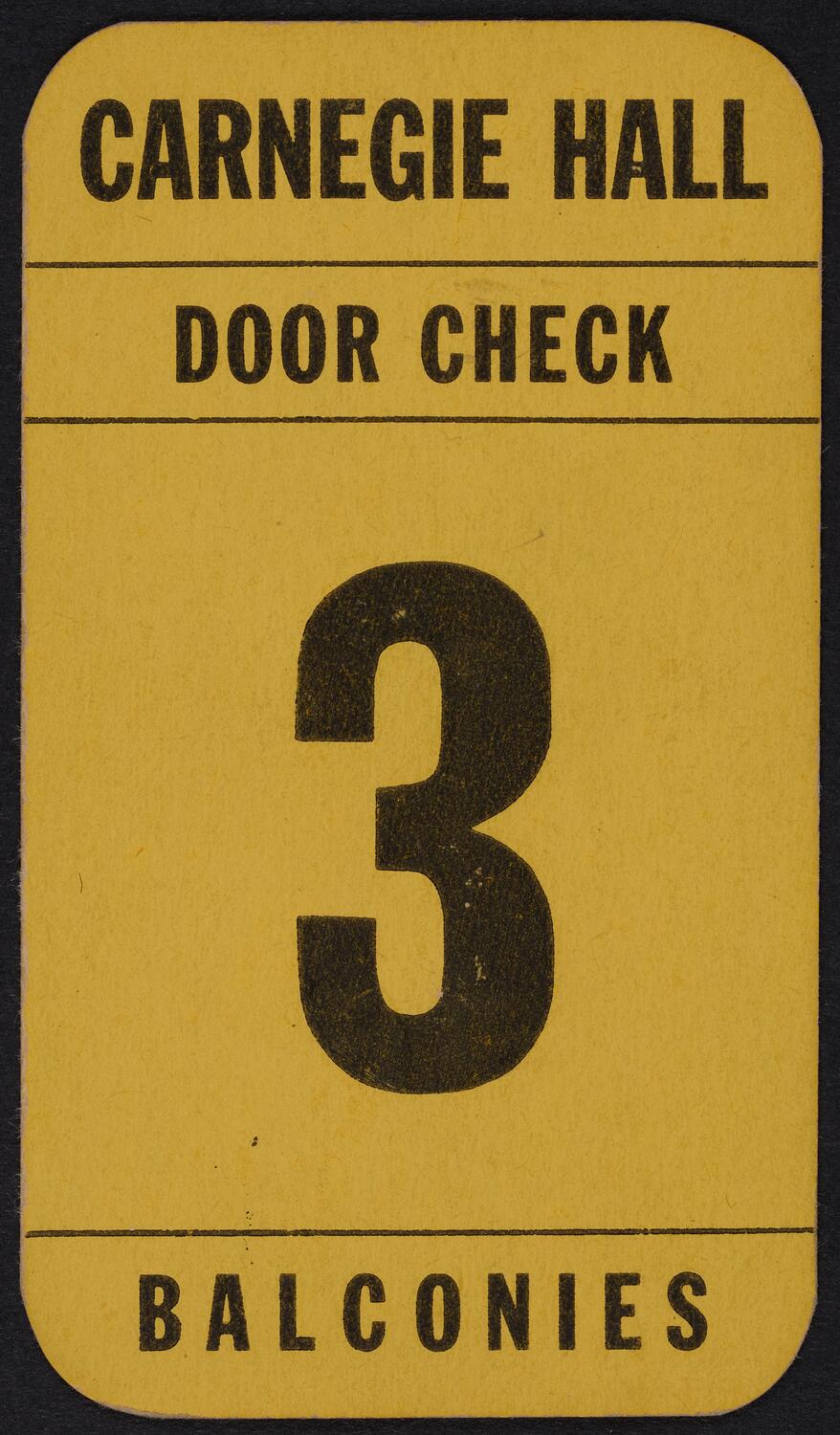Ticket for Carnegie Hall Door Check: Balconies (front)