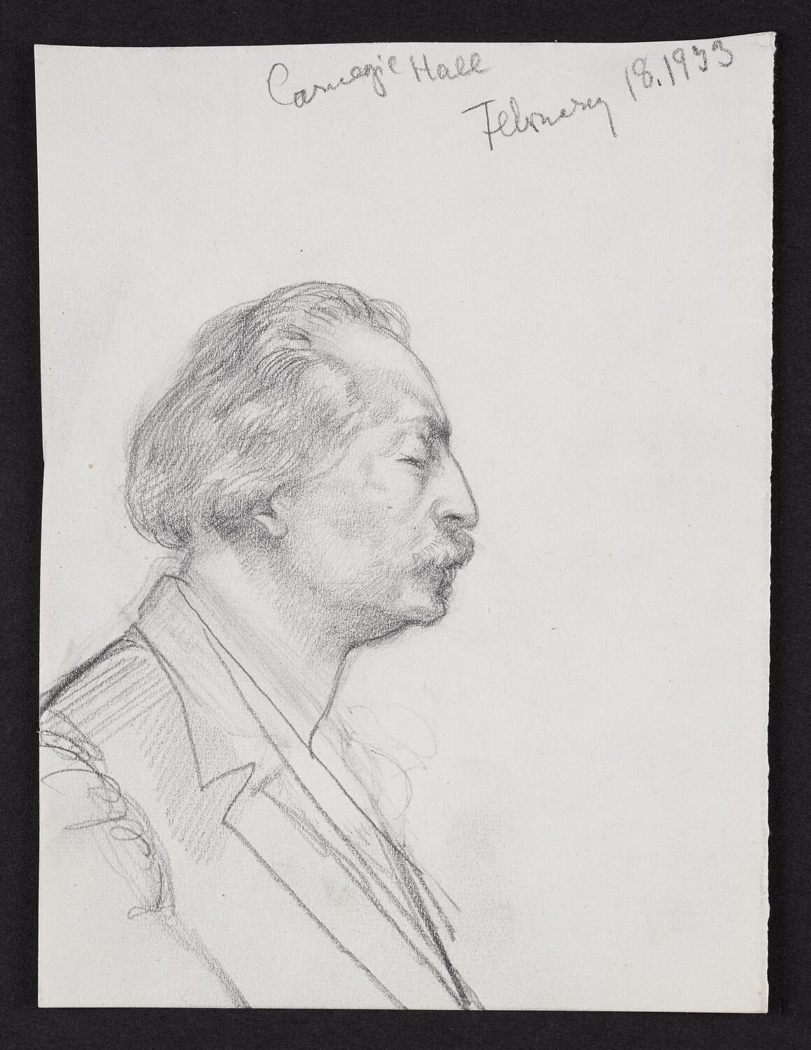 Sketch of Arturo Toscanini in profile facing right