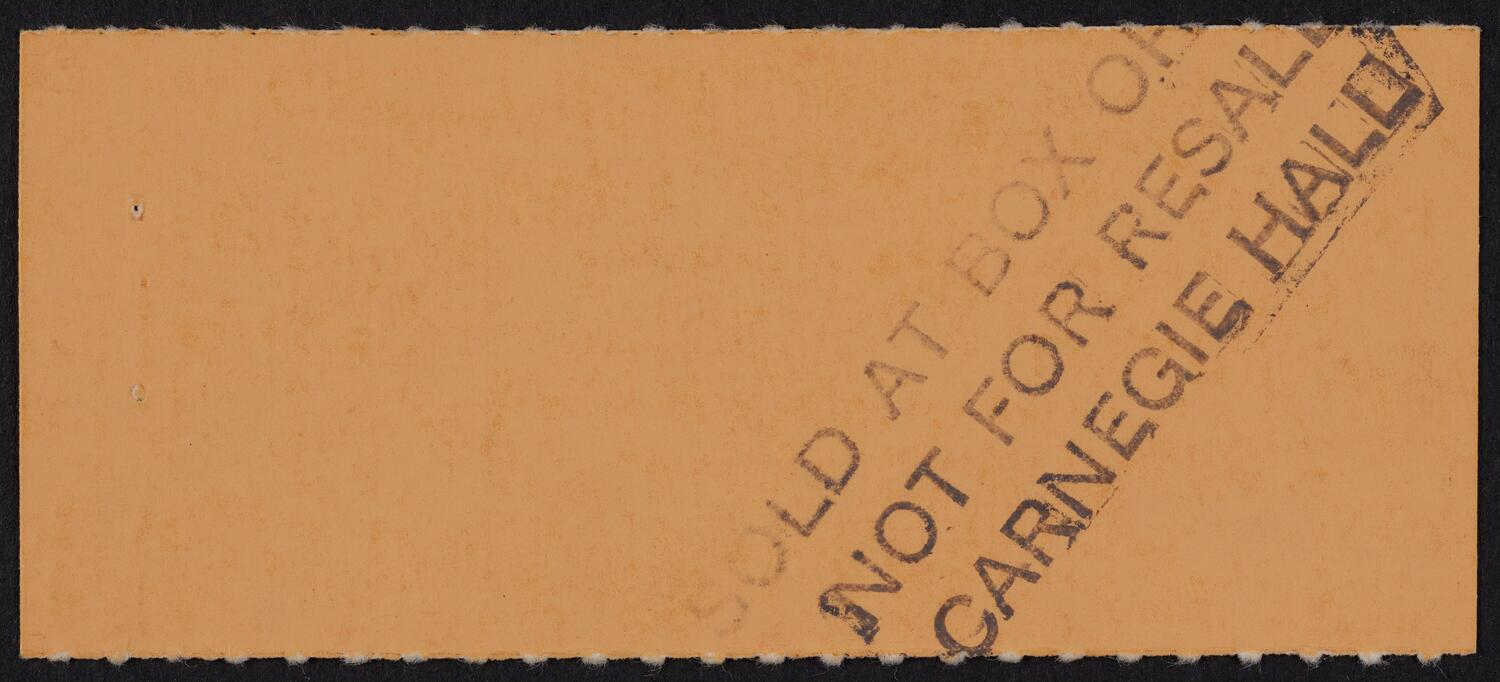 Ticket for American Symphony Orchestra, November 8, 1981 (back)