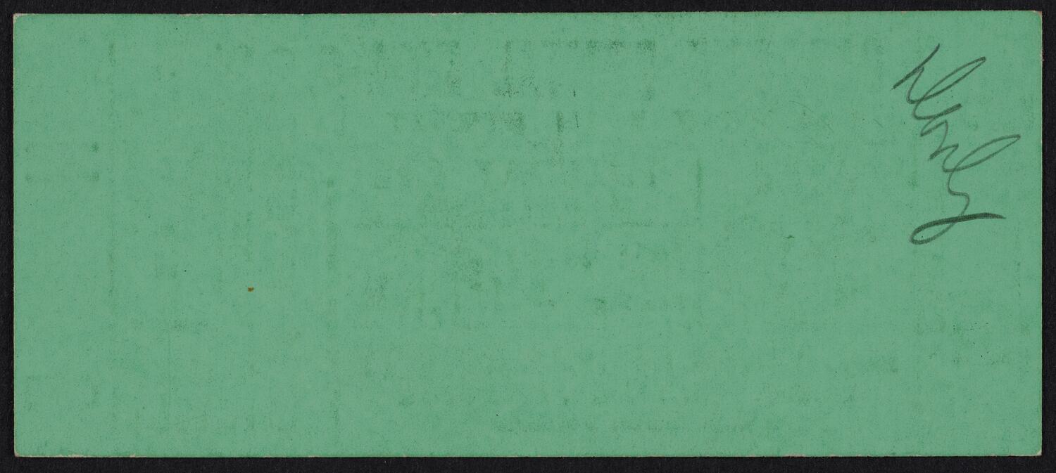 Ticket for Del Terzo Choral Society, June 19, 1951 (back)