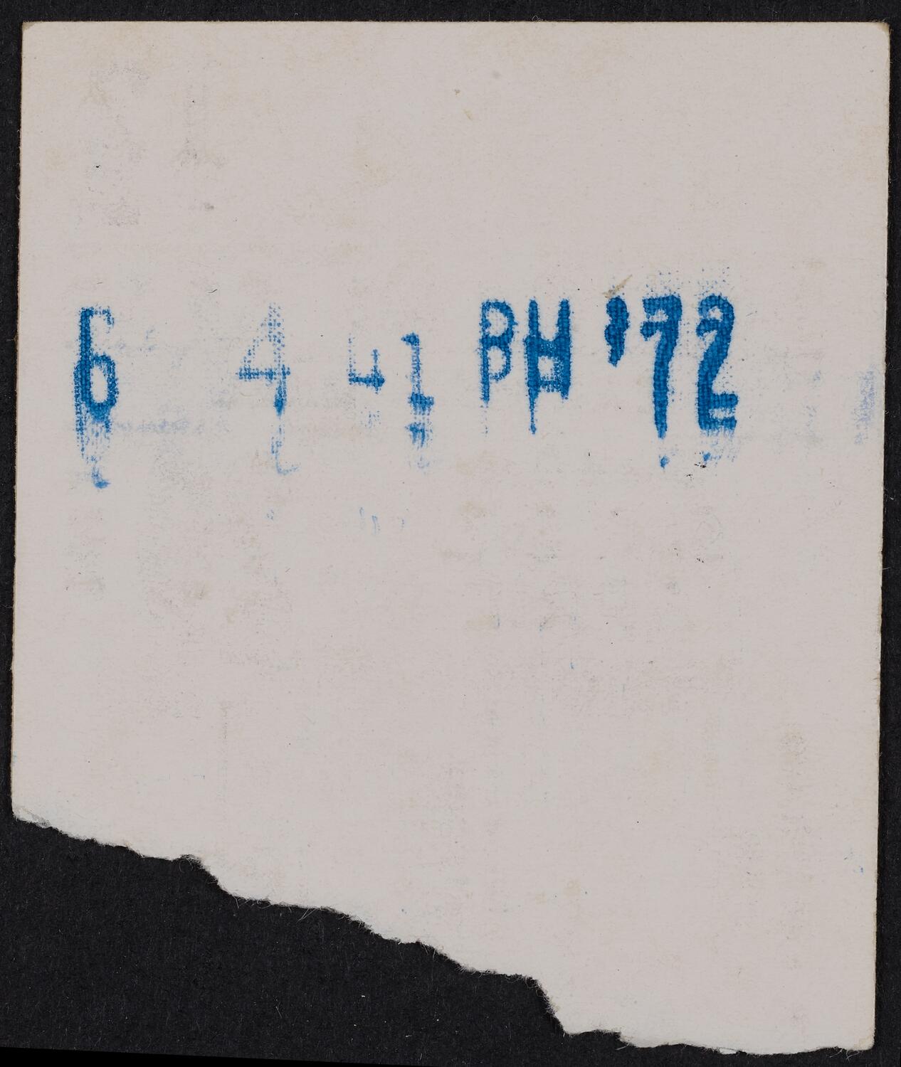Ticket for Rod McKuen: Birthday Celebration, April 29, 1972 (back)