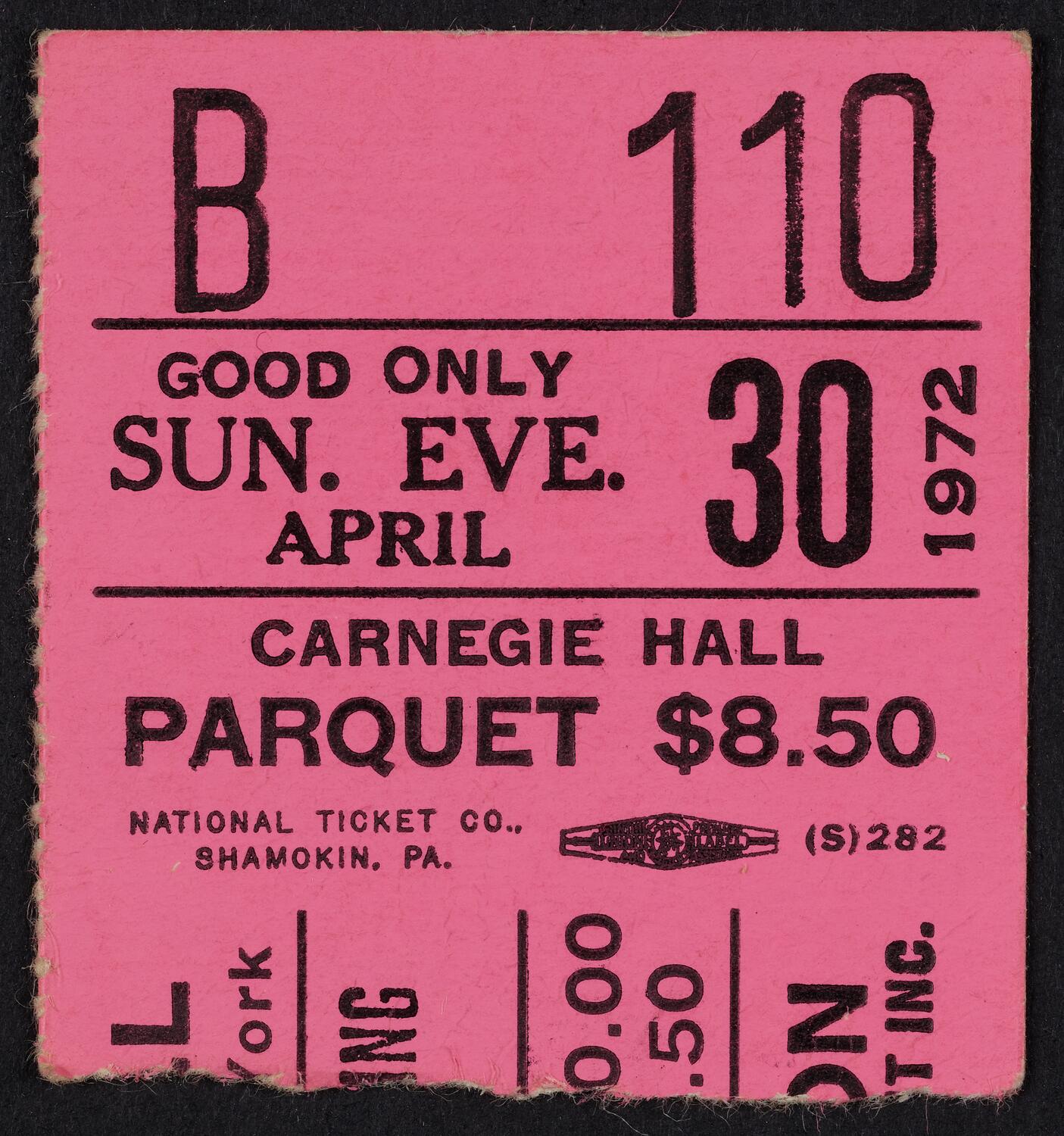 Ticket for Birgit Nilsson, April 30, 1972 (front)