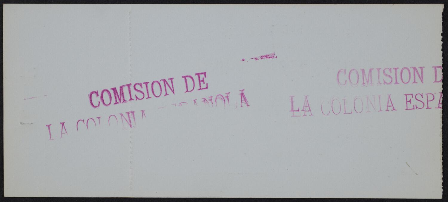 Ticket for Concert in Honor of the Infanta Eulalia of Spain and Don Antonio, May 29, 1893 (back)