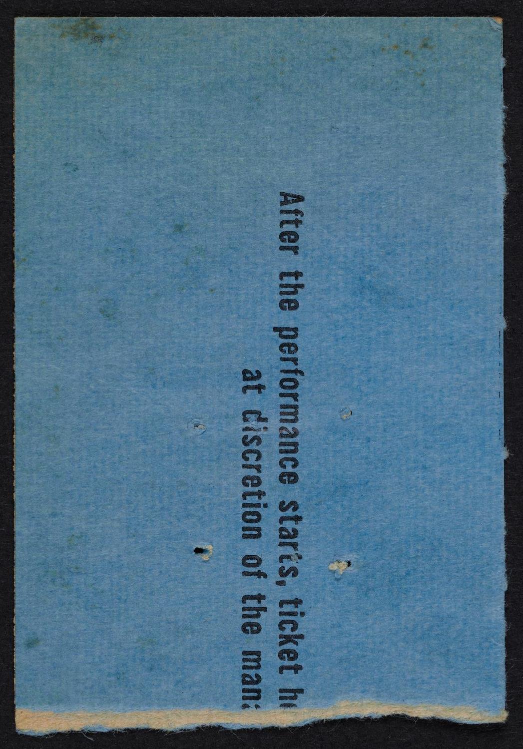 Ticket for New York Philharmonic, October 8, 1960 (back)