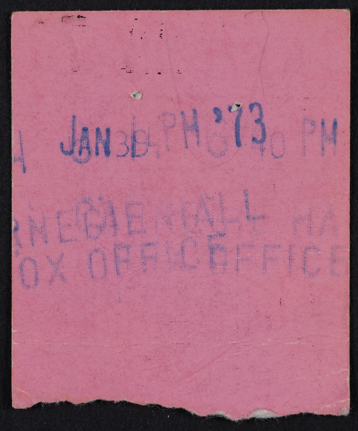 Ticket for Buckminster Fuller, January 14, 1973 (back)