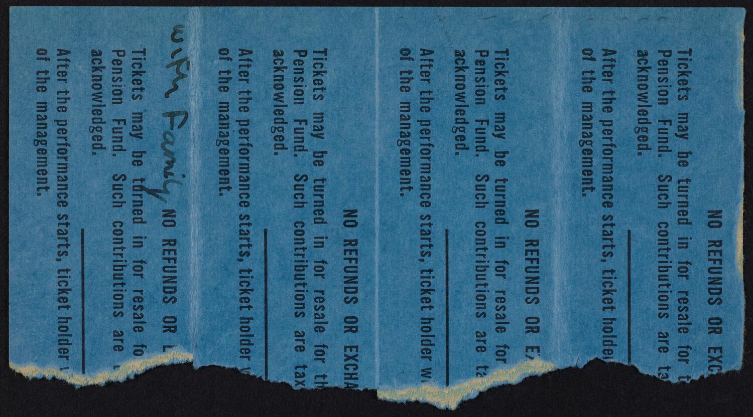 Tickets for New York Philharmonic, November 24, 1960 (back)