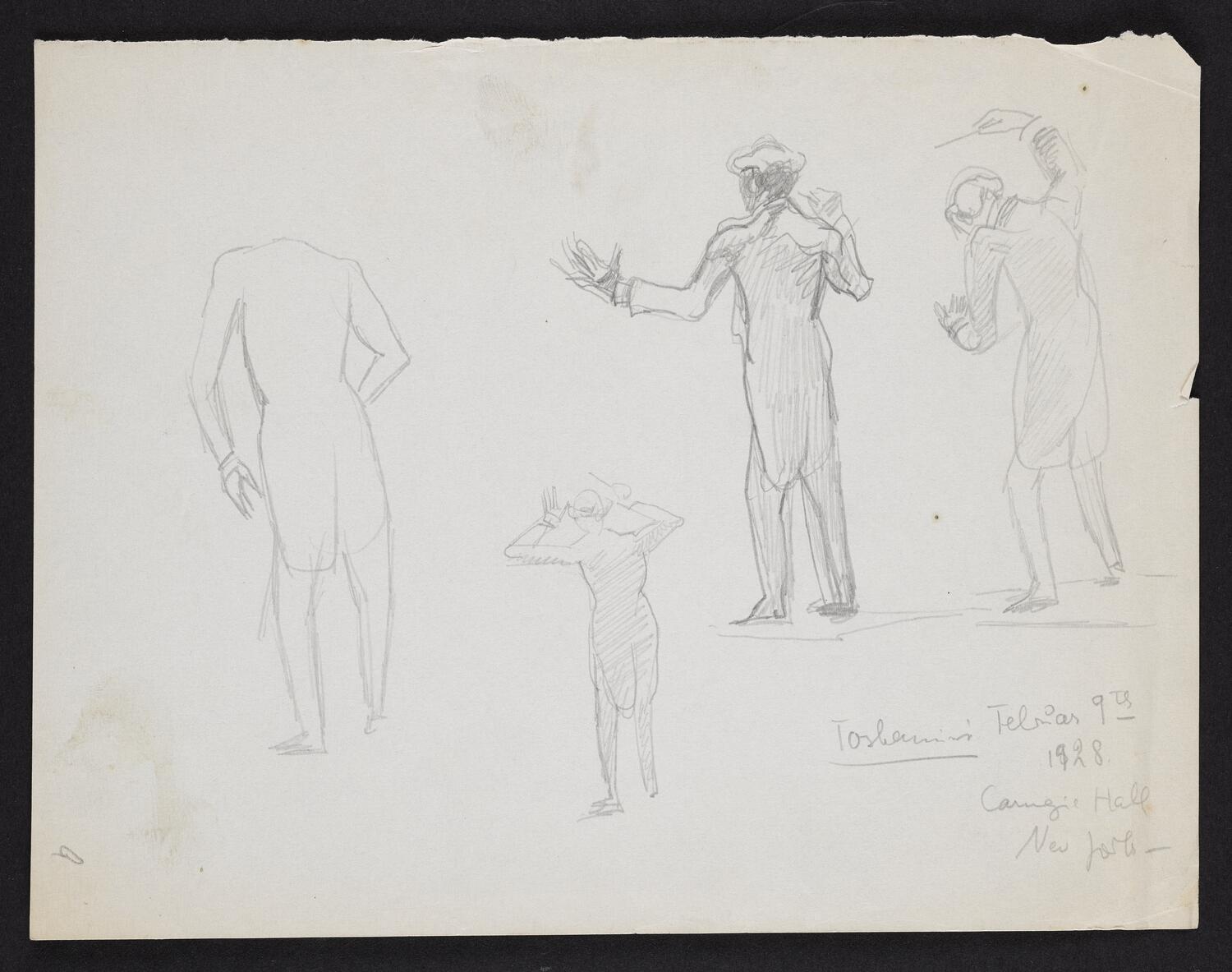 Sketches of Arturo Toscanini conducting with back to the viewer