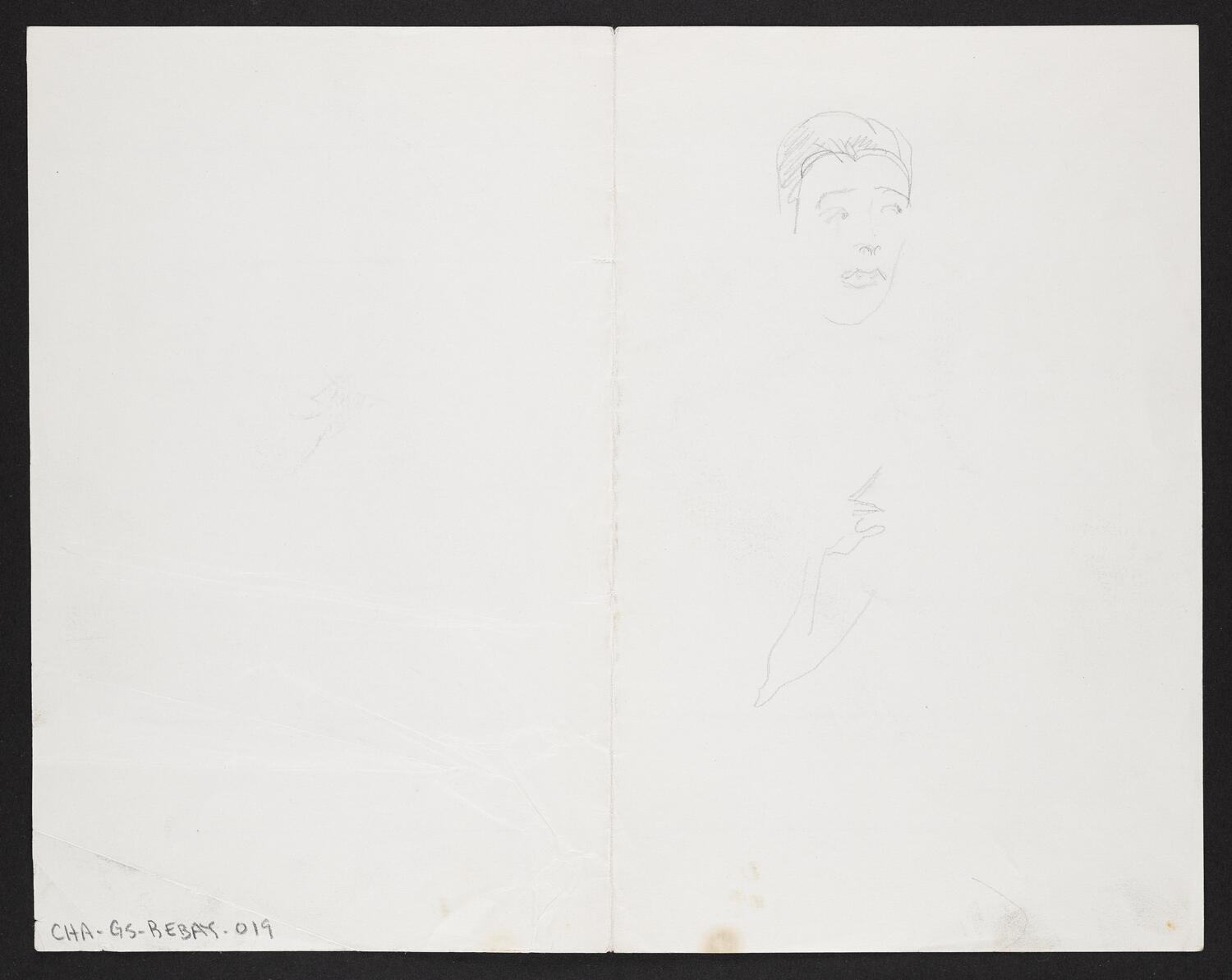 Sketch of figure in profile facing right