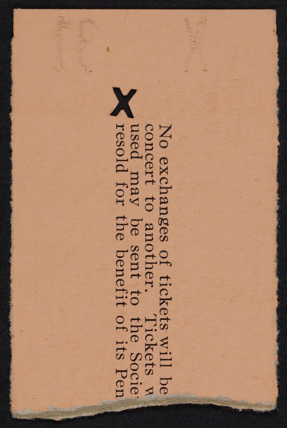 Ticket for Philharmonic-Symphony Society of New York, November 6, 1955 (back)