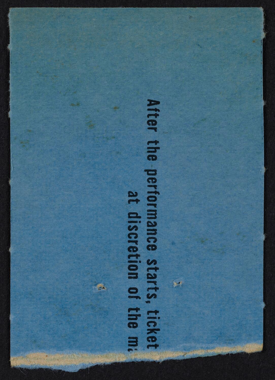 Ticket for New York Philharmonic: Dimitri Mitropoulos Memorial, April 1, 1961 (back)
