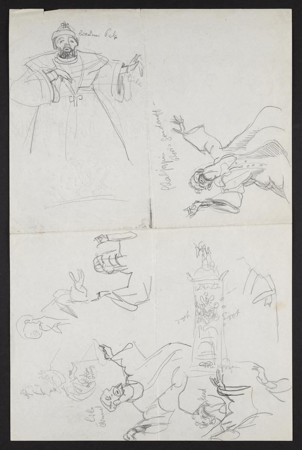 Sketches of performers in Mussorgsky's 'Boris Godunov'