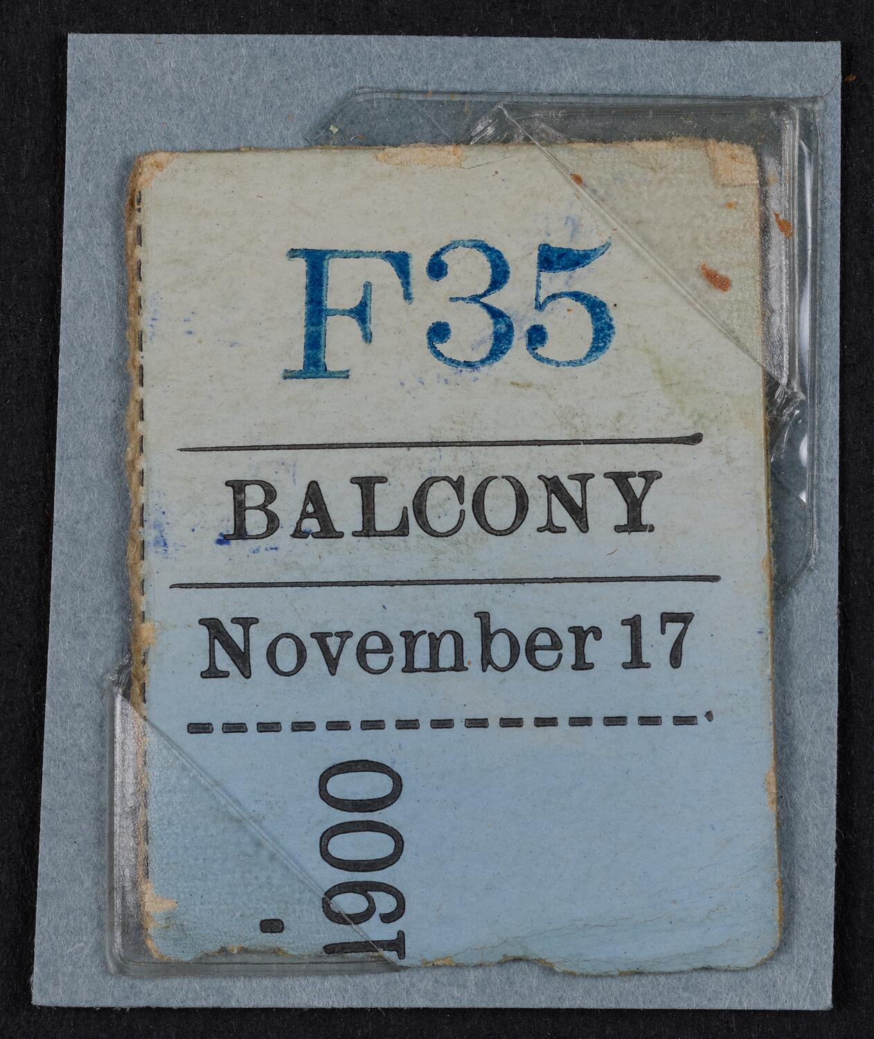 Ticket for Philharmonic-Symphony Society of New York, November 17, 1900 (front)