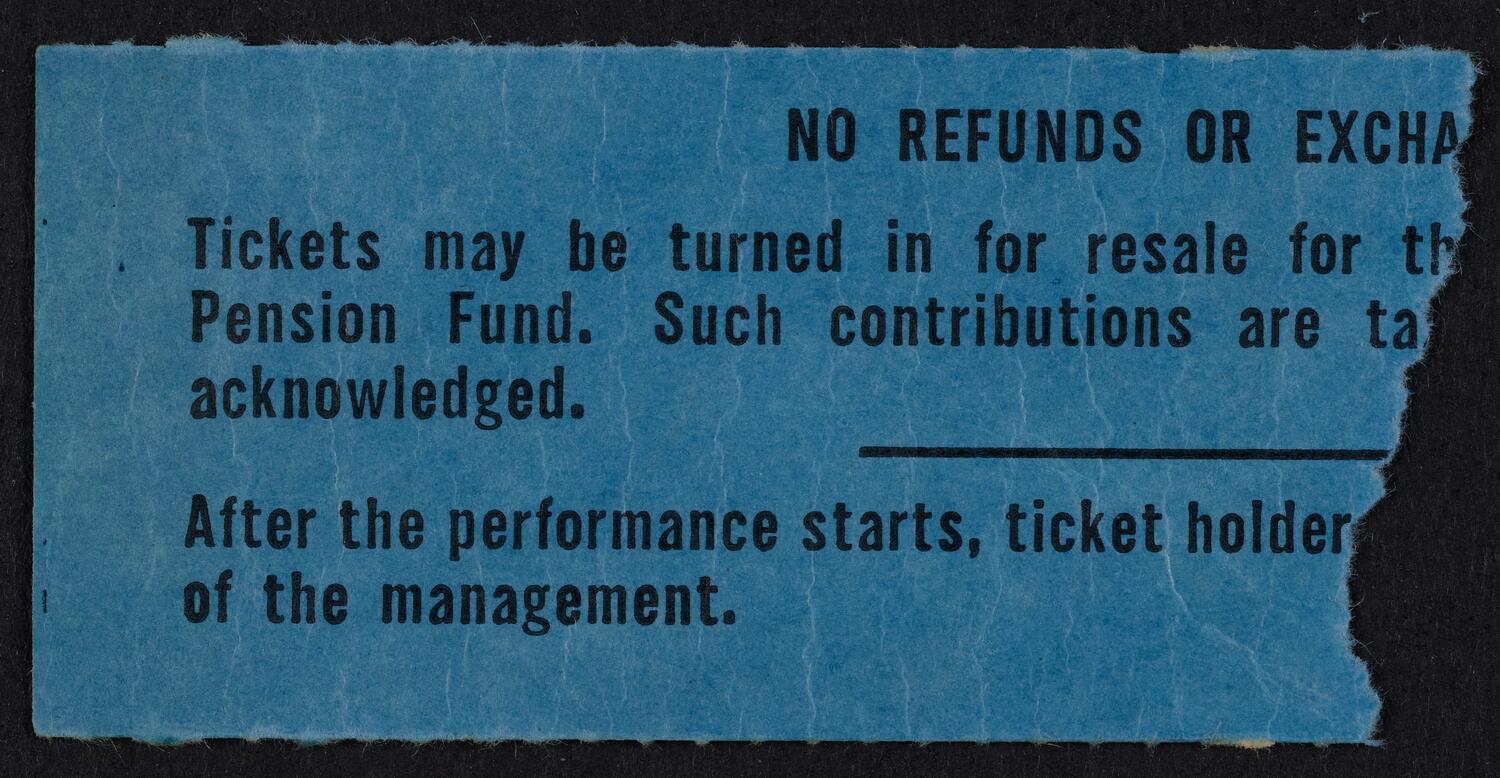 Ticket for New York Philharmonic, January 28, 1962 (back)