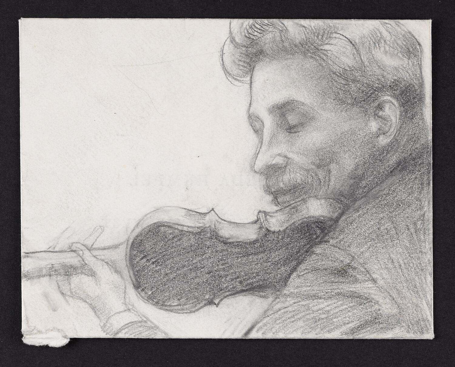 Close up sketch of Fritz Kreisler playing the violin