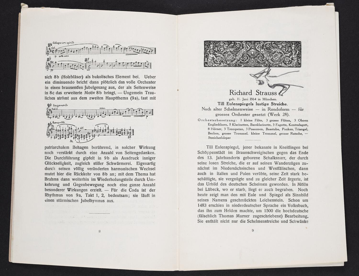 Sketches on concert program pages possibly of Richard Strauss with Königliches Kapelle