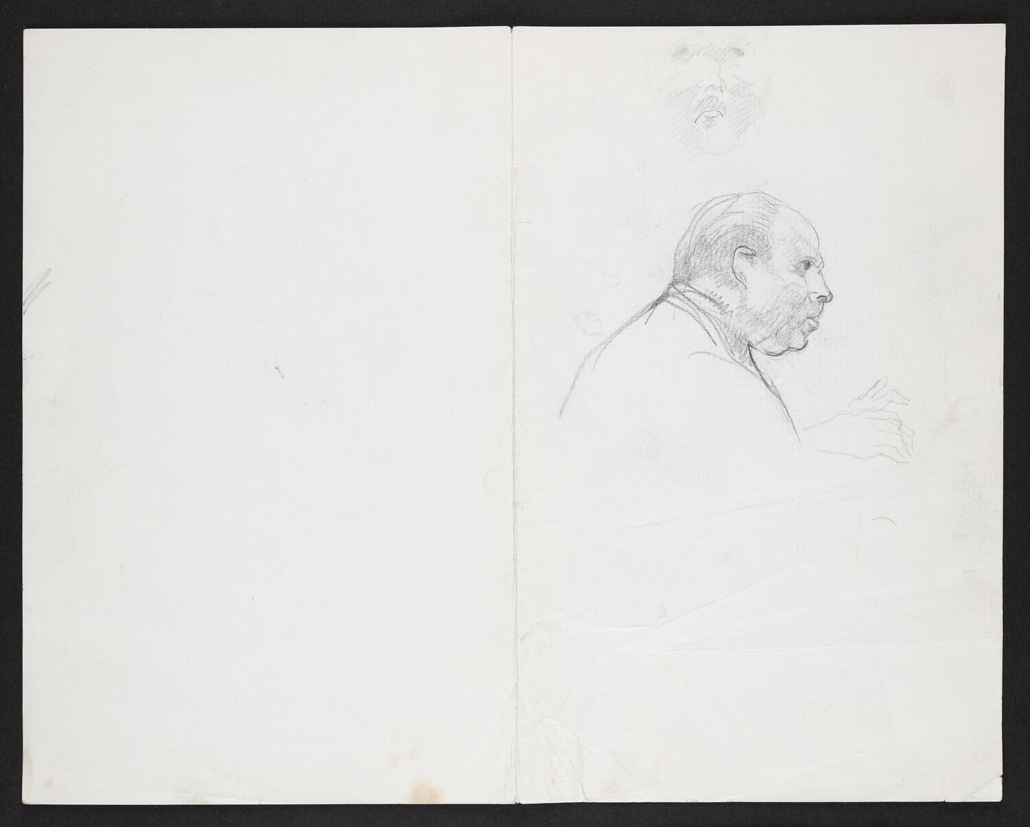 Sketch of figure in profile facing right