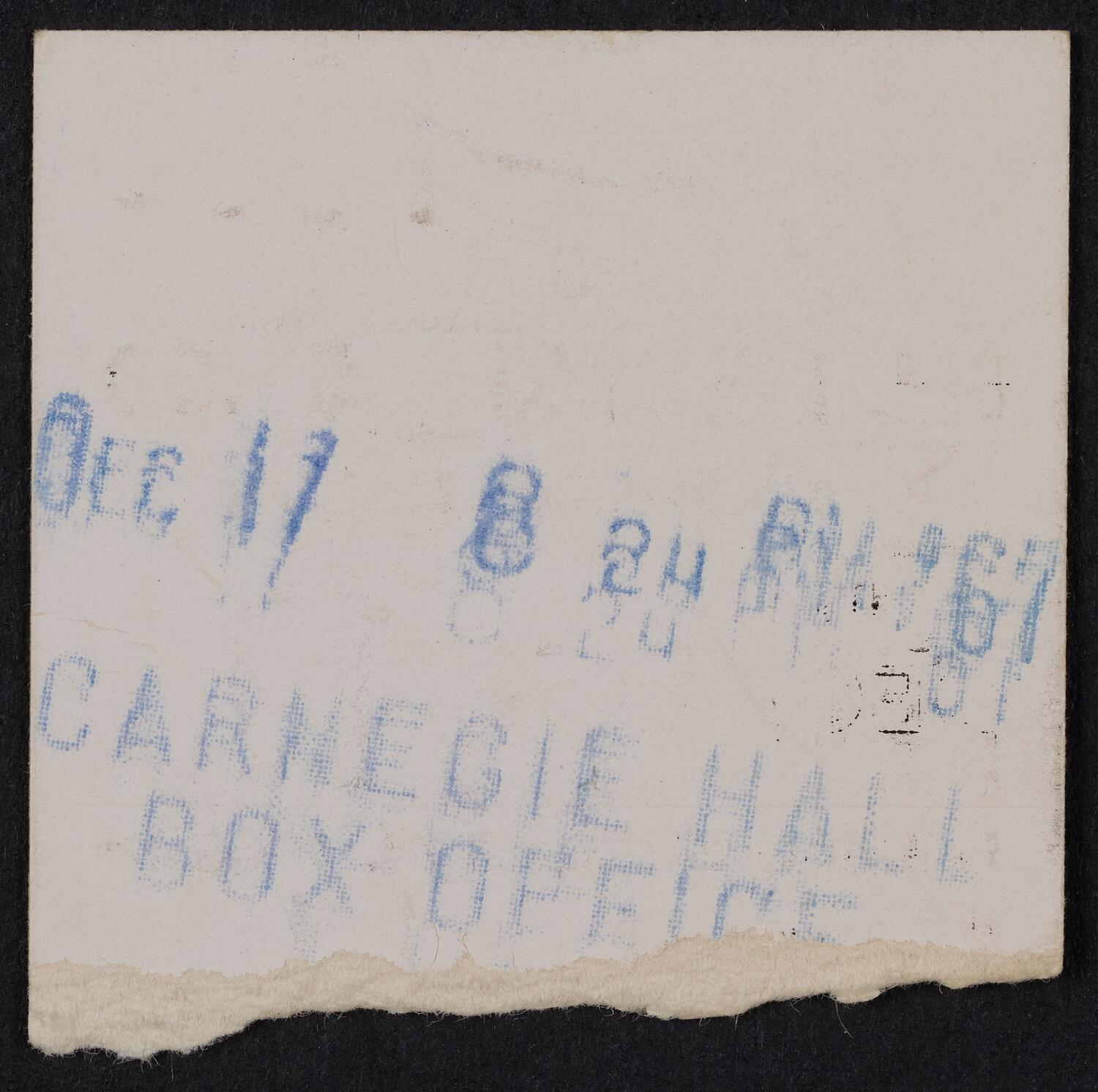 Ticket for New York Council for a Sane Nuclear Policy presents Vote No on Vietnam Rally, December 17, 1967 (back)