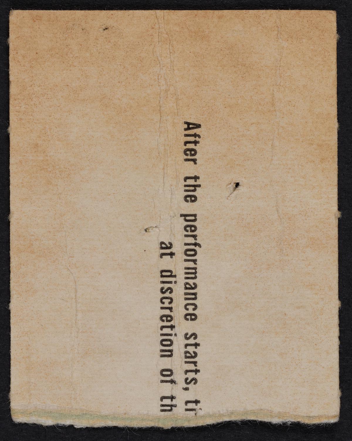 Ticket for New York Philharmonic, March 5, 1960 (back)