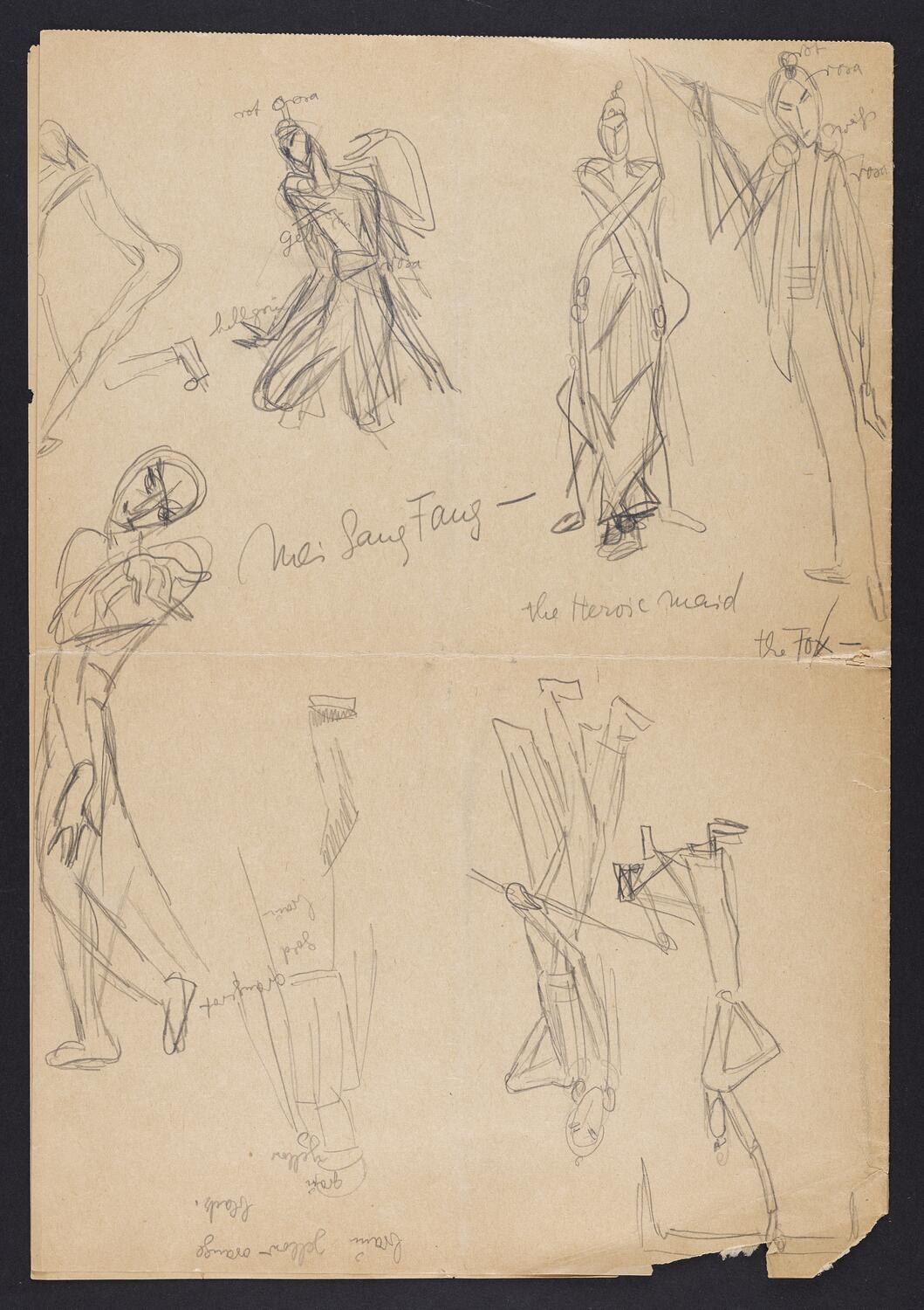 Sketches of figure, possibly Mei Lanfang