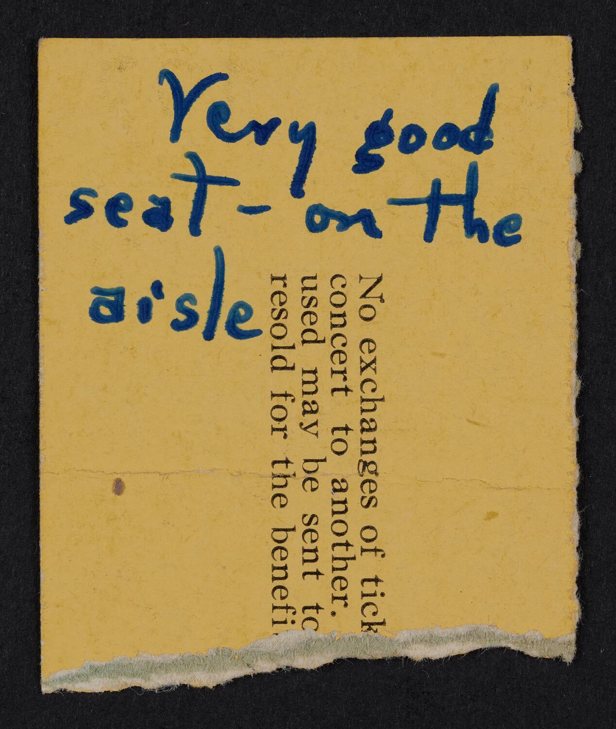 Ticket for New York Philharmonic, February 6, 1955 (back)