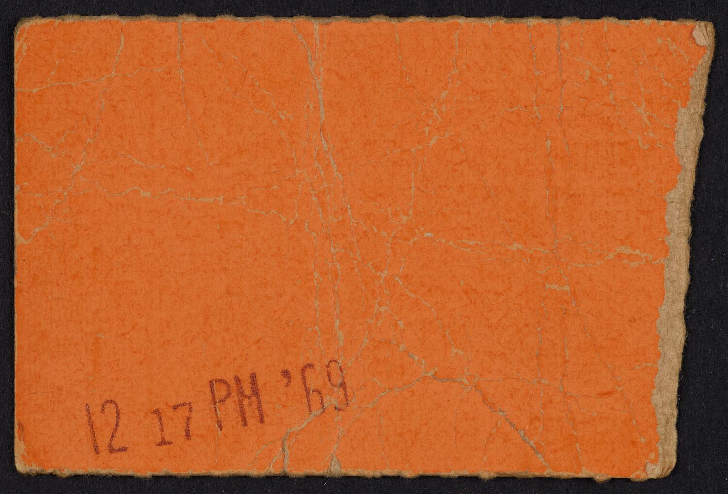 Ticket for Janet Baker, January 20, 1970 (back)