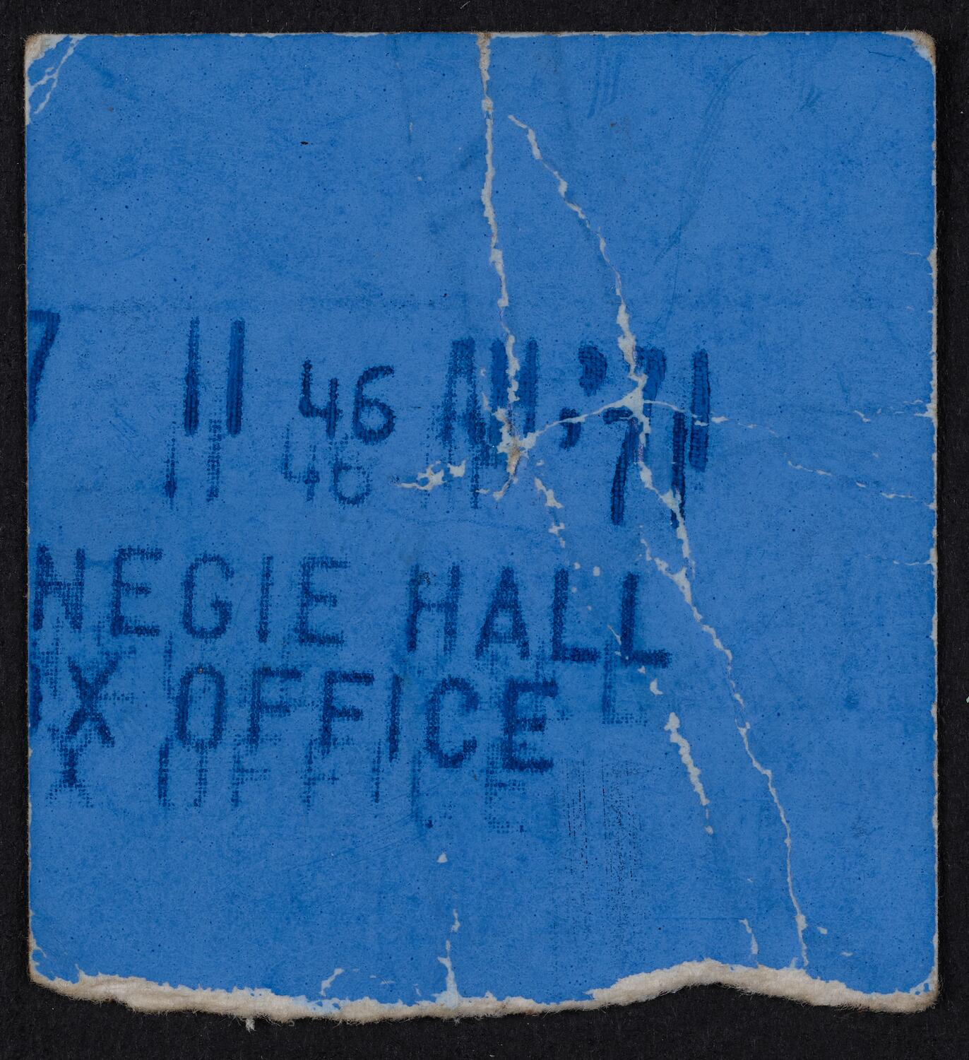 Ticket for WNYC American Music Festival, February 12, 1971 (back)